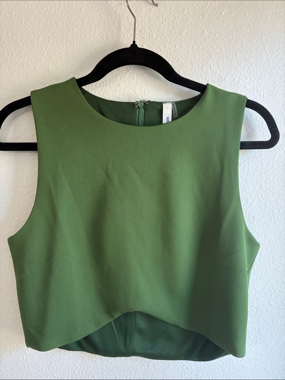 glam Olive Green Sleeveless Crop Top